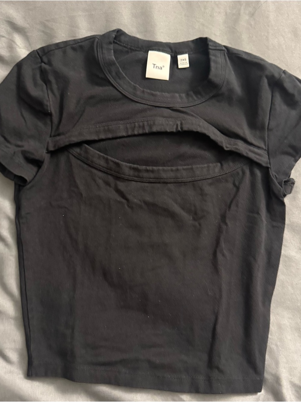TNA Black Cropped Cutout Tee